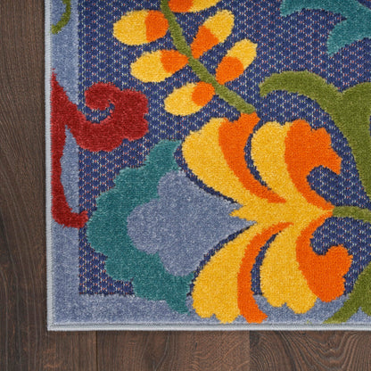 Nourison Home Aloha Navy Multicolor 9' x 12' Area Rug - Easy Clean, Non Shedding, Bed Room, Living Room, Dining Room, Kitchen (9' x 12')