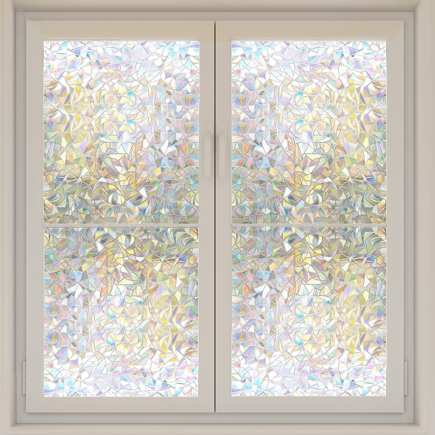 Window Privacy Film, Rainbow Window Clings, Removable Stained Glass Film, 17.5x78.7 Inch