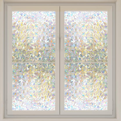 Window Privacy Film, Rainbow Window Clings, Removable Stained Glass Film, 17.5x78.7 Inch