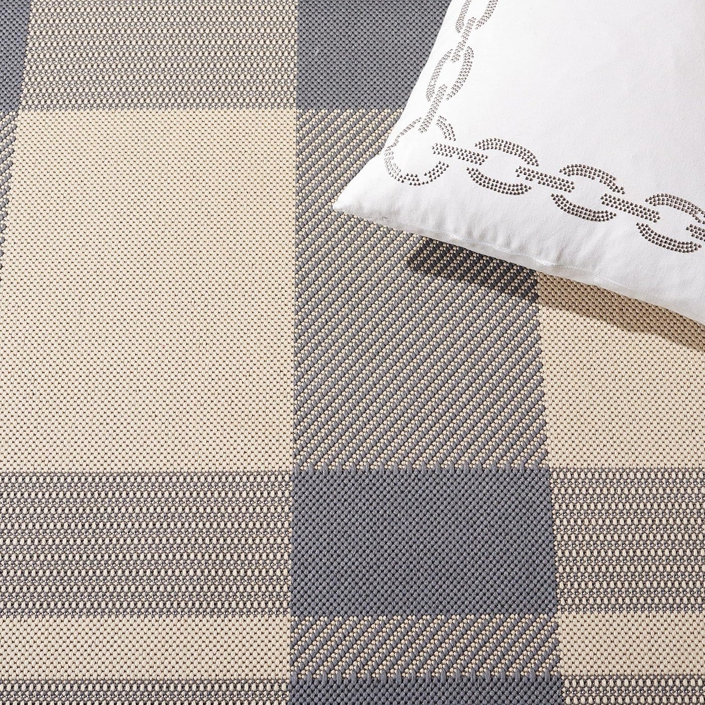 SAFAVIEH Courtyard Collection Accent Rug 2' x 3'7", Grey & Bone, Indoor/Outdoor Washable for High Traffic Areas
