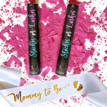JSMessentials Set 2 Set 2) Gender Reveal Confetti and Powder Popper for Themed Baby Boy or Girl Gender Reveal Party