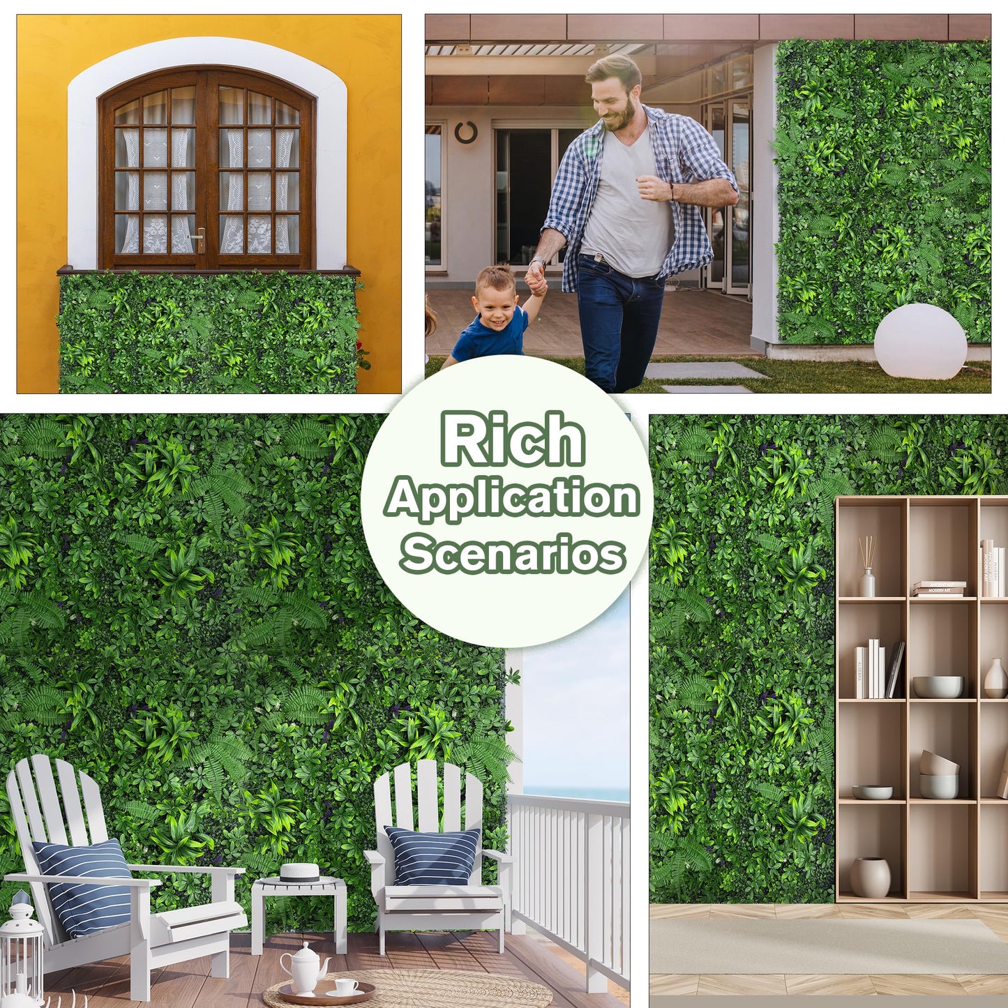 DOPGIB Artificial Green Boxwood Grass Wall Roll: 60"x128"(53.5 SQFT) UV Protected Ivy Privacy Hedge Fence Screen for Chain Link Fences Panel Indoor,Outdoor Patio Balcony & Garden