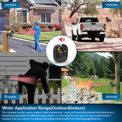 1/2 Mile Long Range Wireless Driveway Alarm Outdoor Weather Resistant Motion Sensor&Detector-Home&Office DIY Security Alert System-Monitor&Protect Outdoor/Indoor Property - 1 Receiver and 4 Sensors