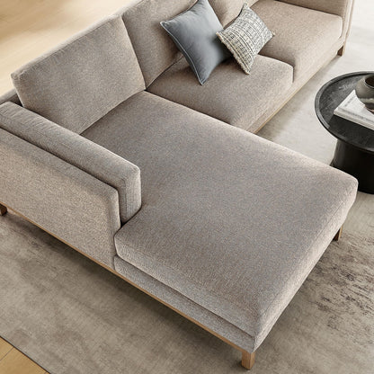 Modway Roscoe Left-Facing Sectional Sofa with Chaise in Pewter - 2-Piece Mélange Chenille Fabric Deep Seat Couch, L Shaped Modular for Living Room or Lounge