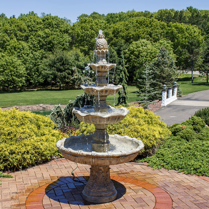 Sunnydaze Grand Courtyard 4-Tier Large Outdoor Water Fountain - 80" Tall Outdoor Fountain - Tiered Electric Garden Water Feature for Patio, Backyard, or Yard - Faux Stone Resin - Earth