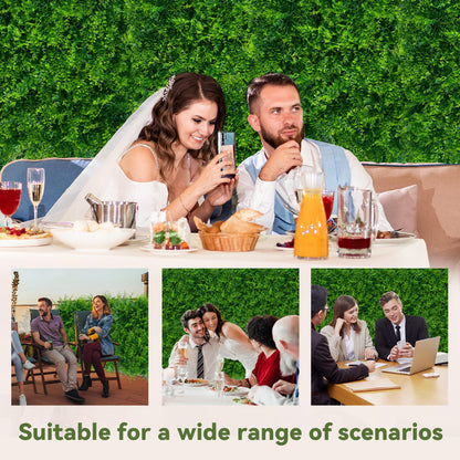 DOPGIB Greenery Faux Grass Wall Backdrop: 72"x144" (72 SQFT) UV-Anti Artificial Green Boxwood Panel for Patio Balcony Privacy & Ivy Fence Covering Privacy, Garden, Backyard Wall Backdrop Decor