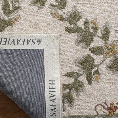 SAFAVIEH Chelsea Collection Area Rug - 10' x 14', Ivory & Green, French Country Trellis Design, Hand-Hooked Wool, Ideal for the Living Room, Bedroom, Dining Room (HK55A-10)