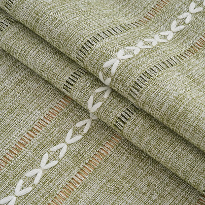 2060 Inches Rectangular Coffee Table Covers for Living Room Striped Embroidered Tablecloth Linen Coffee Table Cloth