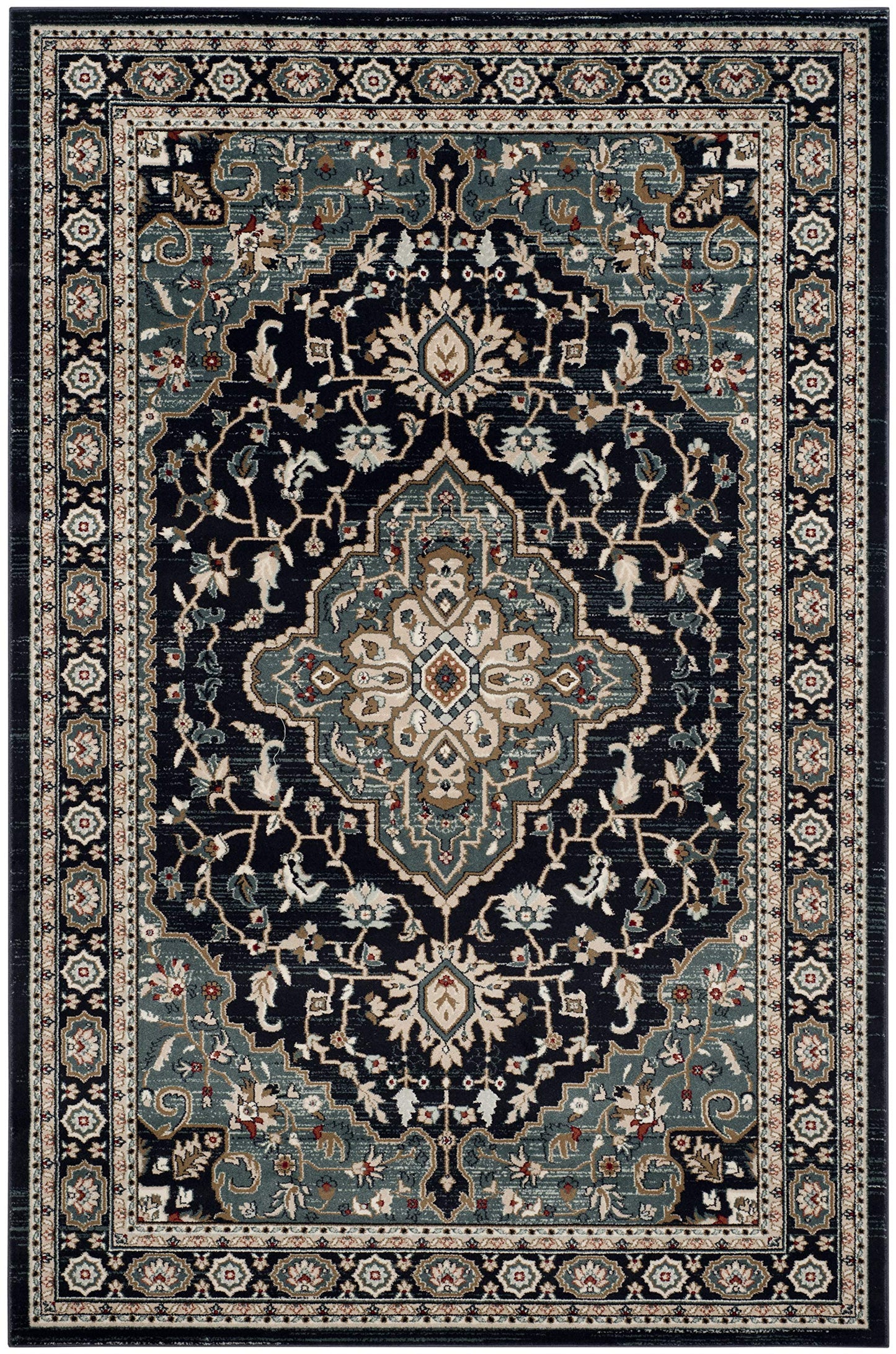 SAFAVIEH Lyndhurst Collection Area Rug - 9' x 12', Anthracite & Teal, Traditional Oriental Design, Non-Shedding & Easy Care, Ideal for High Traffic Areas in Living Room, Bedroom (LNH338C)