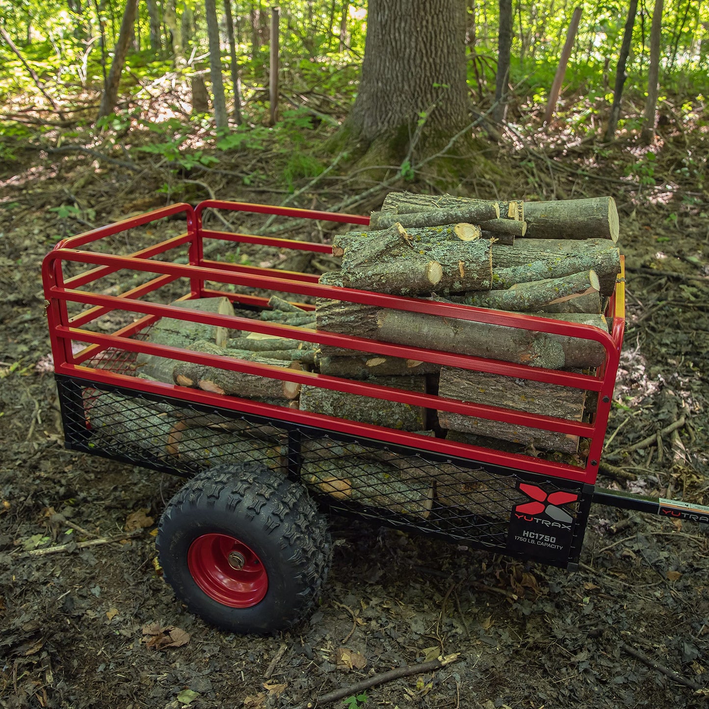 YUTRAX® HC1750 Trailer, Heavy-Duty Trailer, 1750 lb. Load Capacity, Heavy-Duty Steel Construction, Haul 28 Cub Feet, Minimal Assembly, Large Flotation Tires