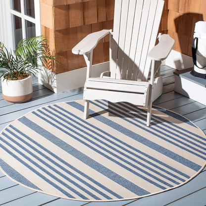 SAFAVIEH Courtyard Collection Accent Rug 2' x 3'7', Navy & Beige, Indoor/Outdoor, Washable, Non-Shedding