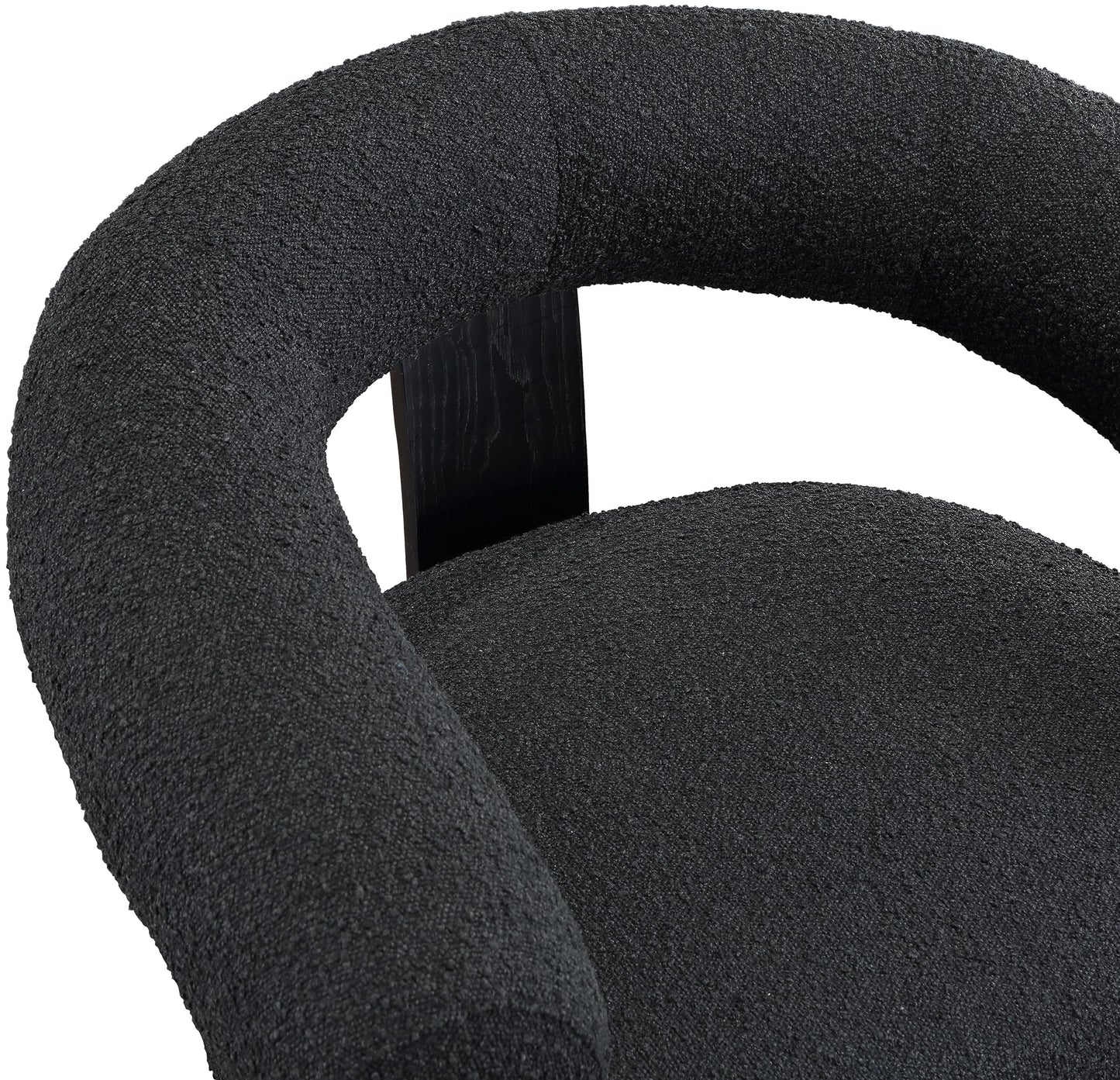 Meridian Furniture 497Black Winston Collection Mid-Century Modern Upholstered Accent Chair with Rich Boucle Fabric, Solid Wood Finished Legs, 35.5" W x 29" D x 30" H