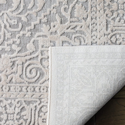 SAFAVIEH Area Rug 8x10 - Reflection Collection - Large - Light Grey & Cream, Non-Shedding & Easy Cleaning, Ideal for Living Room, Bedroom, Dining Space (RFT670C)