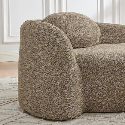 KEIKI 67" L Boucle Chaise Lounge Sofa Chair Indoor with Backrest, Armrest & Pillow, Oval Upholstered Single Lounger Sleeper Chair, Modern Reading Lazy Cloud Sofa Bed Recliner for Living Room Bedroom