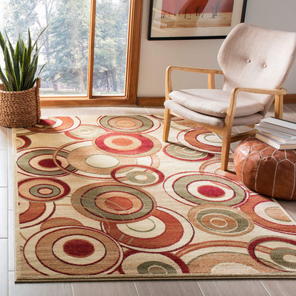 SAFAVIEH Lyndhurst Collection Area Rug - 8' x 11', Ivory & Multi, Mid-Century Modern Design, Non-Shedding & Easy Care, Ideal for High Traffic Areas in Living Room, Bedroom (LNH225A)