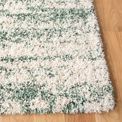 SAFAVIEH Hudson Shag Collection Area Rug - 10' x 14', Ivory/Green, Geometric Design, Plush 1.9 Inch Thick Ideal for High Traffic Areas in Living Room, Bedroom, Dining (SGH206Y)