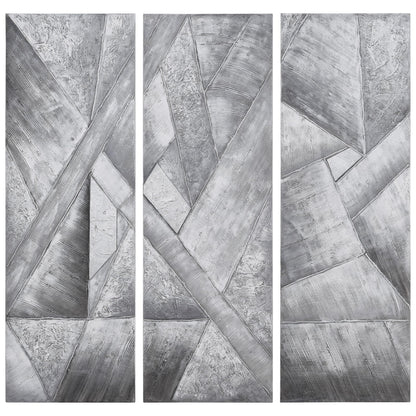 Empire Art Direct Abstract Wall Art Textured Hand Painted Canvas by Martin Edwards, Triptych, 60" x 20" each, Diamonds