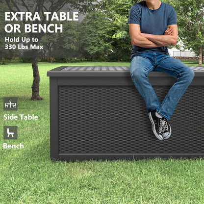 Bifanuo Outdoor Storage Box, 260 Gallon Deck Boxes Waterproof, Resin Storage Cabinet Multi Functional Storage Bench For Gardening Tools, Pool Supplies, Patio Furniture, Lockable