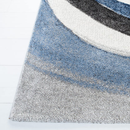 SAFAVIEH Hollywood Collection Accent Rug - 4' x 6', Grey & Blue, Mid-Century Modern Design, Non-Shedding & Easy Care, Ideal for High Traffic Areas in Entryway, Living Room, Bedroom (HLW766F)