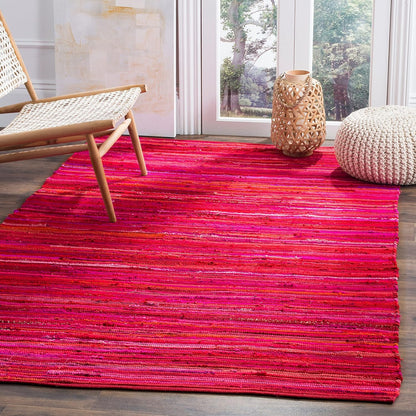 SAFAVIEH Rag Rug Collection Accent Rug - 2' x 3', Blue & Multi, Handmade Boho Stripe Cotton for High Traffic