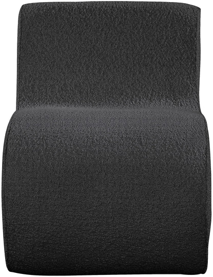 Meridian Furniture 599Black Desiree Collection Modern | Contemporary Boucle Fabric Upholstered Accent Chair with Rich Black Boucle Fabric, Curved Design, 22.5" W x 29" D x 28.5" H, Black