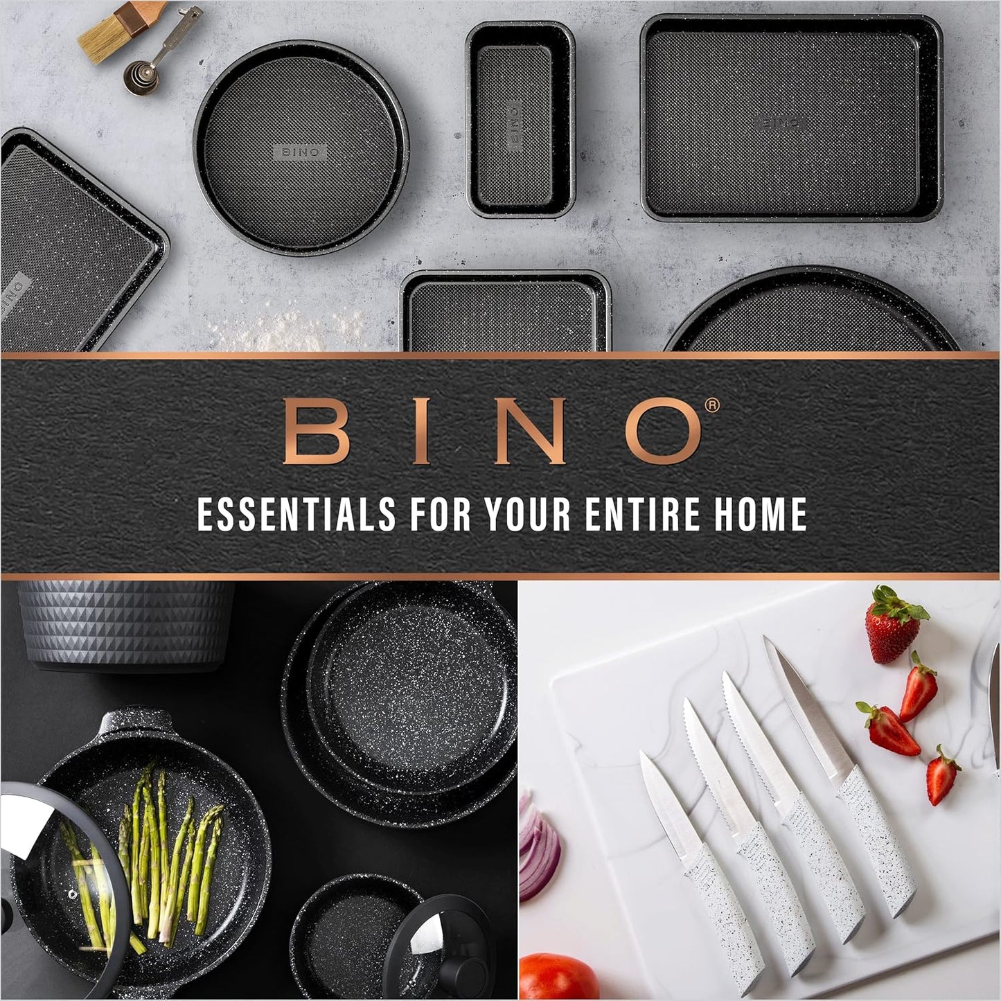 BINO 3-Piece Cutting Board Set, BPA-Free Plastic, Durable, Multipurpose, Dual-Sided, Dishwasher Safe