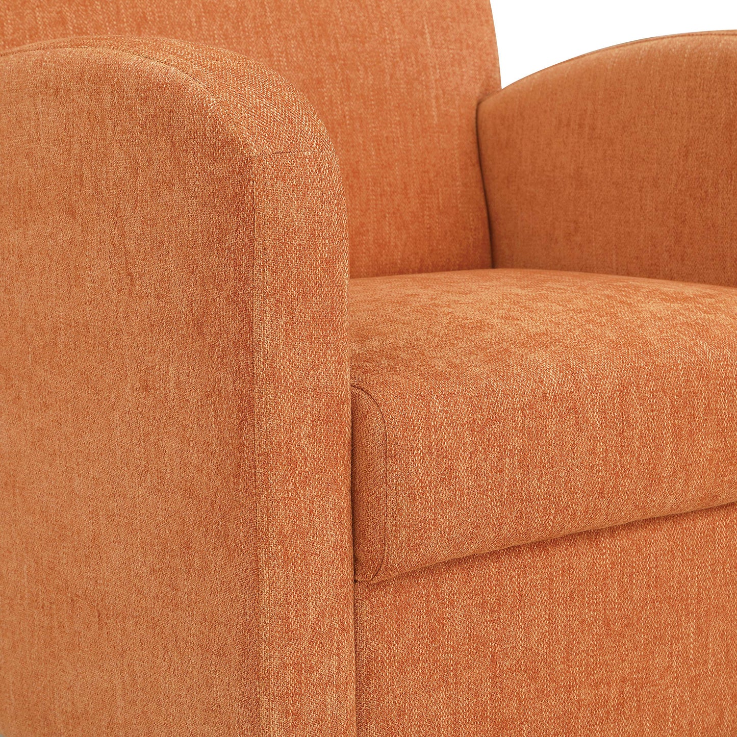 OSP Home Furnishings Aiden Club Accent Chair and Matching Ottoman with Medium Espresso Legs, Herringbone Orange Fabric