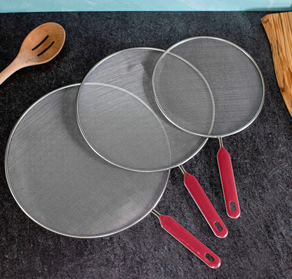 BitimexHome Grease Splatter Screen For Frying Pan Cooking Set of 3 (8", 10" and 11") Fine Mesh Iron Skillet Lid Guard Shield