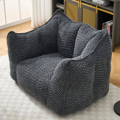 Large Chenille Bean Bag Chair for Adults - Oversized Square Lazy Sofa, Comfortable Gaming Reading TV Seat, 47.2" W x 36.2" D, Black, Living Room & Bedroom Essential
