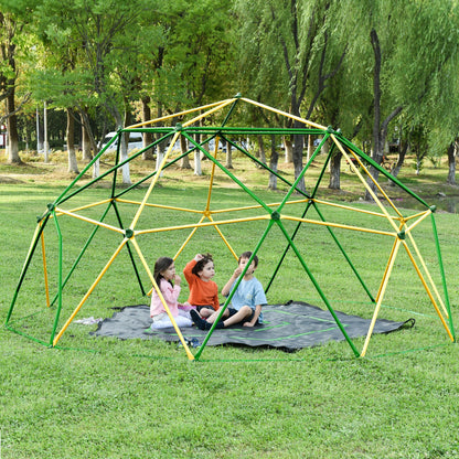 13ft Large Kids Climbing Dome Geometric Jungle Gym Play Structure with 1000 LB Capacity Green & Yellow Outdoor Play Equipment for Backyard Weather-Resistant Steel Frame