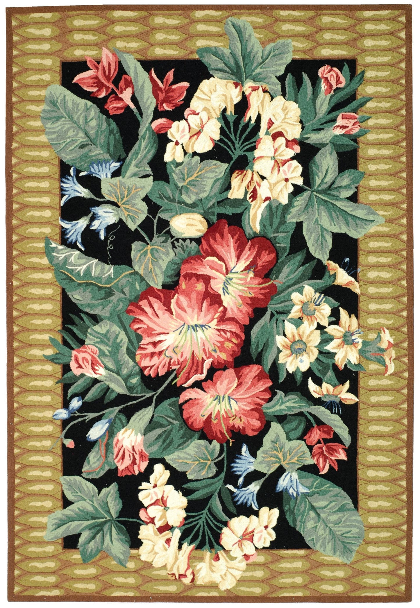 SAFAVIEH Chelsea Collection Area Rug - 6' x 9', Black & Brown, Hand-Hooked French Country Wool, Ideal for High Traffic Areas in Living Room, Bedroom (HK301A)