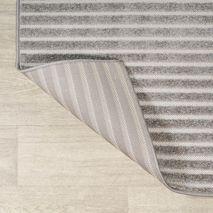 3x5, (SCN102D-3) JONATHAN Y Aarhus High-Low Striped Indoor/Outdoor Area Rug Gray/Ivory, Minimalist Geometric, Classic