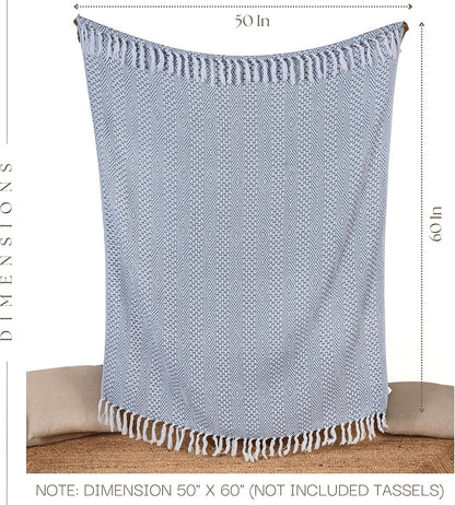 RAJRANG Dusty Blue Throw Blanket, Soft and Warm Living Room Decorative Throws - 60 x 50 Inch