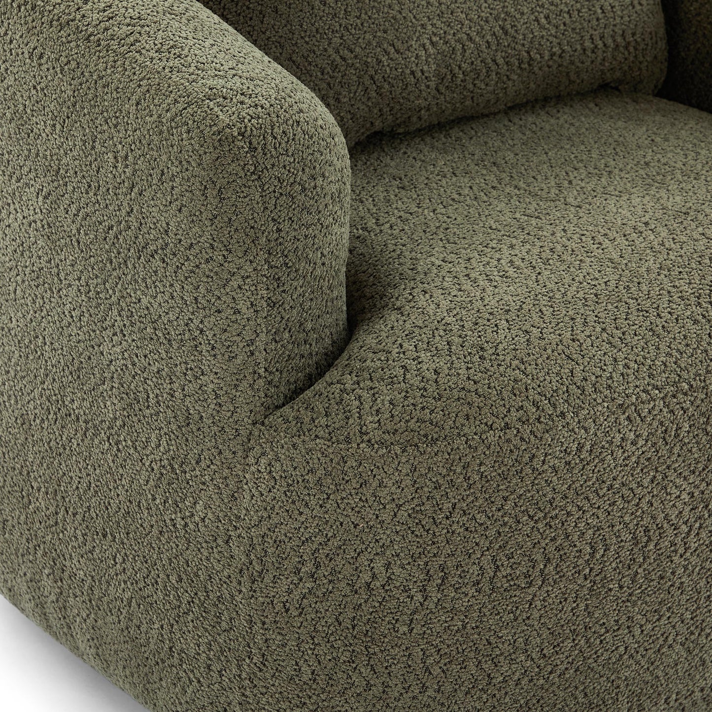 360° Swivel Accent Chair Boneless Barrel Armchair Ergonomic Upholstered Nursery Chair for Living Room Bedroom, Comfy Boucle Fabric