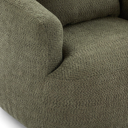 360° Swivel Accent Chair Boneless Barrel Armchair Ergonomic Upholstered Nursery Chair for Living Room Bedroom, Comfy Boucle Fabric