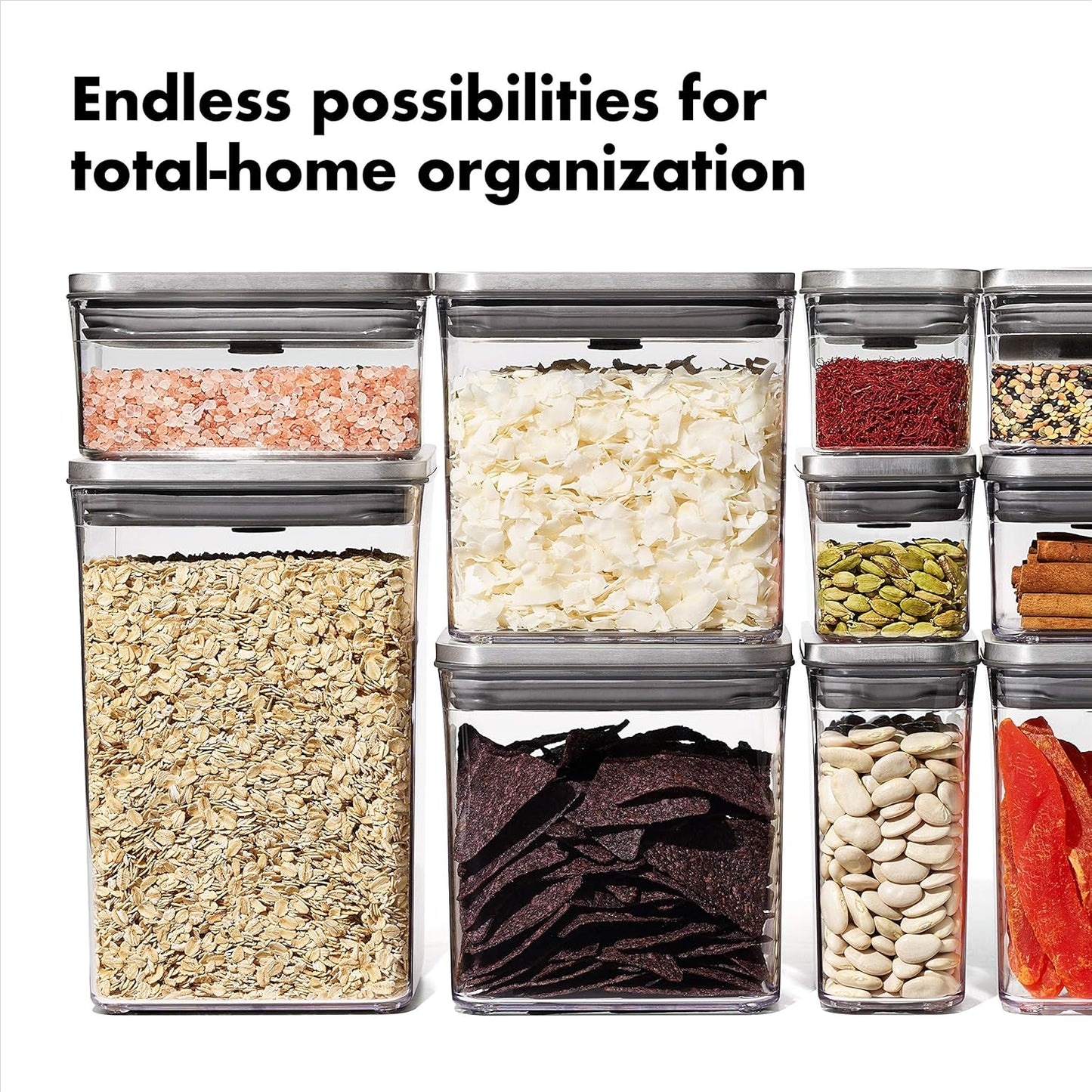 4.4 OXO Steel POP Container Big Medium Square - Qt for Flour, Sugar and More,Grey