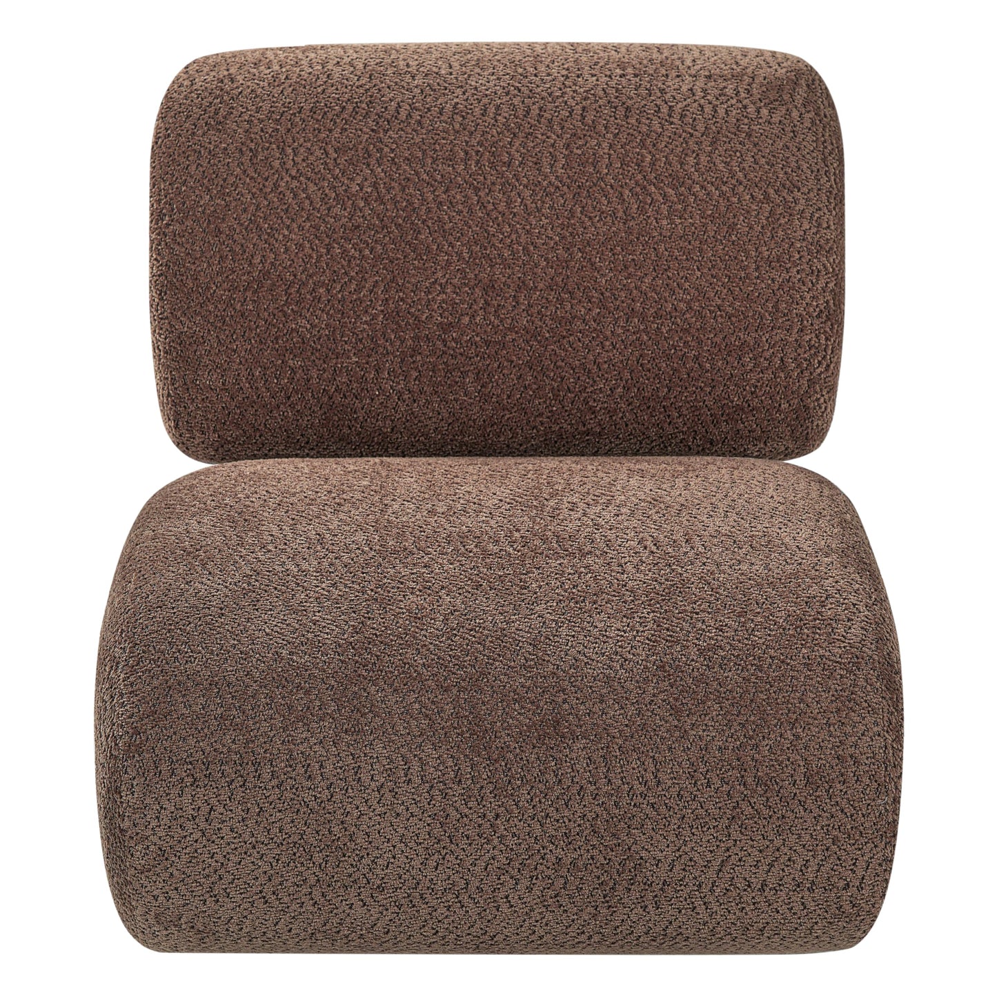 Merax 28" Modern Curved Boucle Accent Chair with Solid Wood Base, Mid-Century Armless Upholstered Slipper Lounge Chair for Living Room, Bedroom, Reading Nook, Natural + Brown