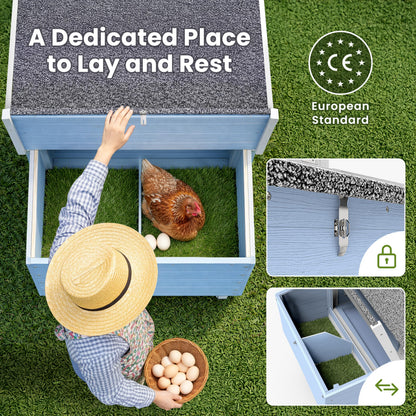 Weatherproof Wooden Chicken Coop – Indoor & Outdoor Walk-in Hen House with Run, Nesting Box, and Pull-Out Tray – Portable Backyard Poultry Cage for Easy Cleaning and Predator Protection