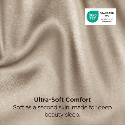 Bedsure Satin Pillowcase - Luxurious Silk-Like Comfort | Standard Size 20x26 Inches, Khaki, 2-Pack