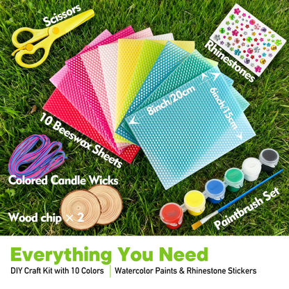 SMEAGOLORIYA Candle Making Kit, DIY Moldable Wax Craft Set with 10 Vibrant Sheets, Paints, Stickers & Wooden Stand | Creative Sensory Play, STEM Activity, Gift for Christmas Holiday Ages 12+