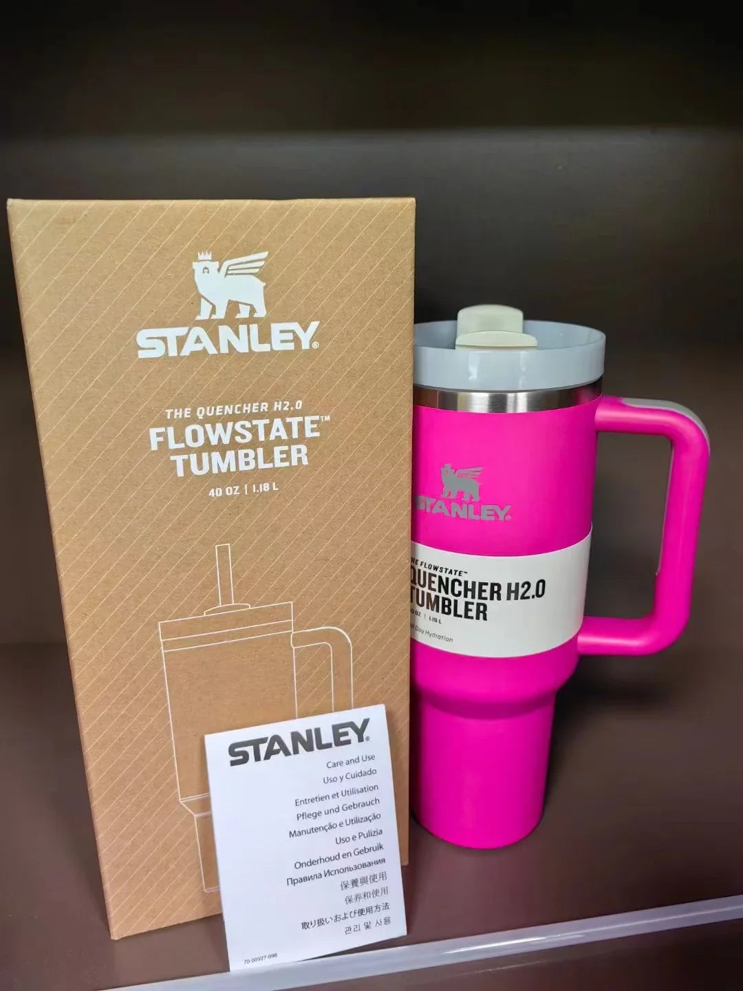 Pink Stanley Quencher H2.0 Tumbler – 40 oz Travel Cup