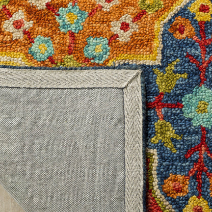SAFAVIEH Aspen Collection Area Rug - 10' x 14', Blue & Orange, Handmade Boho Wool, Ideal for High Traffic Areas in Living Room, Bedroom (APN514M)
