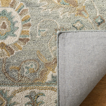 SAFAVIEH Blossom Collection 8' x 10' Aqua / Ivory BLM702M Handmade Premium Wool Area Rug